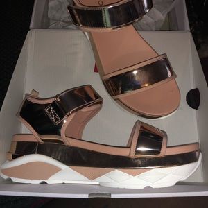Peachy, Rose Gold Platform Sandals.